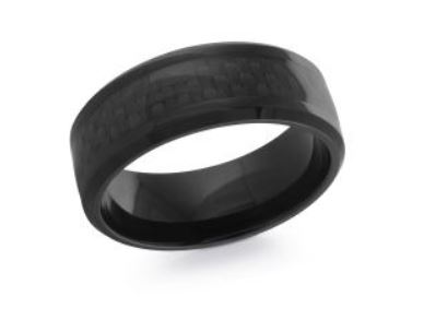 MALO Bands GENTS 8MM BLACK CARBON FIBER COBALT BAND