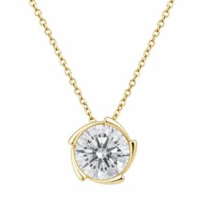 14KY 1.56CT 1,1.5-4,5 LAB GROWN ROUND BRILLIANT CUT DIAMOND SWIRL SOLITAIRE NECKLACE 18"