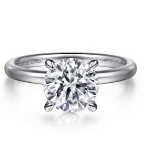 GABRIEL & CO. 14KW 7.4MM CZ RBC 4 PRONG SOL ENG RING MTG
