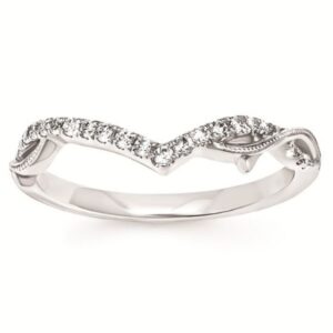 OSTBYE 14K W .15 CTTW LEAF DESIGN CHEVRON BAND