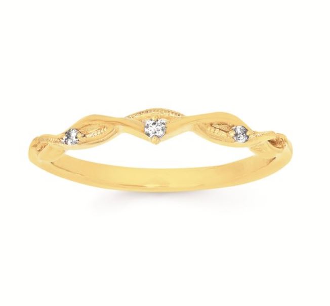 OSTBYE 14K Y .04 CTTW DIAMOND TWIST DESIGN BAND