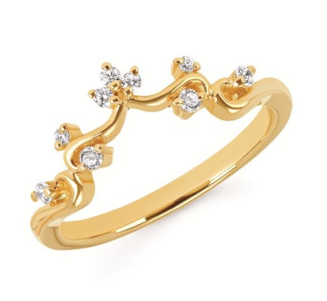 OSTBYE 14K Y .12 CTTW DIAMOND CHEVRON SWIRL DESIGN BAND