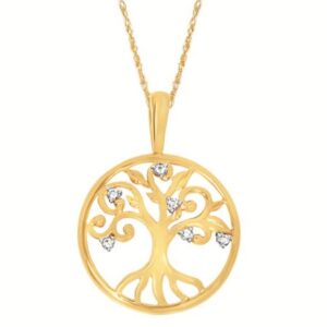OSTBYE 14K Y .05 CTTW DIAMOND TREE NECKLACE 18"