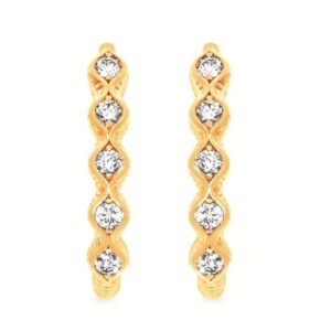OSTBYE 14K Y .25 CTTW DIAMOND SCALLOPED HOOP EARRINGS