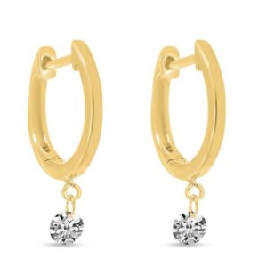 14KY .30 CTTW DASHING DIAMOND HUGGIE HOOP EARRINGS