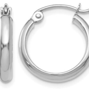 10K WHITE GOLD HIGH POLISH HUGGIE HOOP EARRINGS