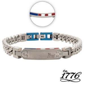 INOX MEN'S STAINLESS STEEL 1776 FLAG DETAIL BRACELET