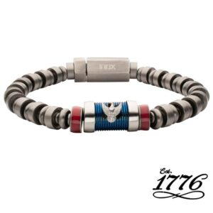 INOX MEN'S MATTE STAINLESS STEEL 1776 BEADED BRACELET