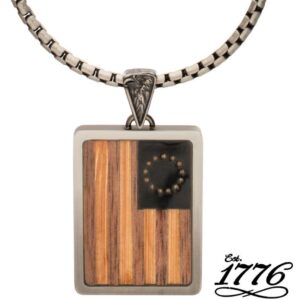 INOX MEN'S STAINLESS STEEL WOOD INLAY FLAG NECKLACE 22"