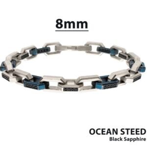 INOX MEN'S BLUE IP STEEL BLACK SAPPHIRE BRACELET