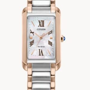 CITIZEN LADIES TWO-TONE MOTHER OF PEARL CITIZEN L BIANCA RECTANGLE FACE WATCH