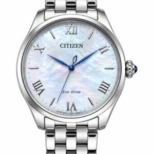 CITIZEN LADIES STAINLESS STEEL MOTHER OF PEARL FACE WR50 ECO-DRIVE WATCH