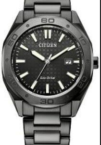 CITIZEN GENTS GRAY STAINLESS STEEL WR100 ECO-DRIVE WATCH