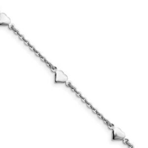 STERLING SILVER HIGH POLISH HEART CHAIN LINK LESLIES ANKLET 9"