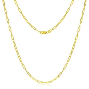 14KGF 2.5MM WATER RESISTANT PAPERCLIP CHAIN 20"