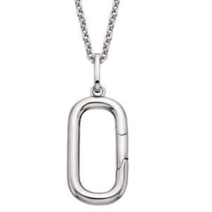 SS RECTANGULAR PUSH CLASP CHARM HOLDER NECKLACE