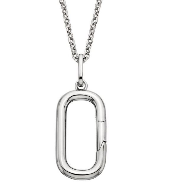 SS RECTANGULAR PUSH CLASP CHARM HOLDER NECKLACE