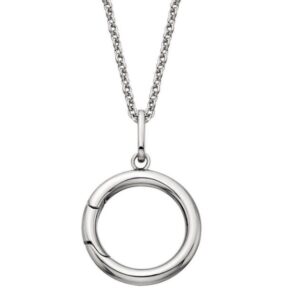 SS ROUND PUSH CLASP CHARM HOLDER NECKLACE
