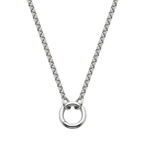 SS ROUND PUSH CLASP ROLO CHARM HOLDER NECKLACE