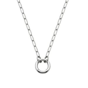 SS PUSH CLASP CHARM HOLDER PAPERCLIP NECKLACE