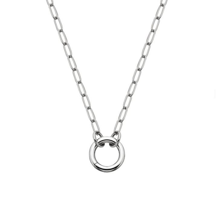 SS PUSH CLASP CHARM HOLDER PAPERCLIP NECKLACE