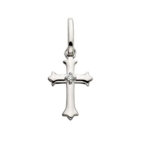 SS .01CT DIAMOND CROSS CHARM