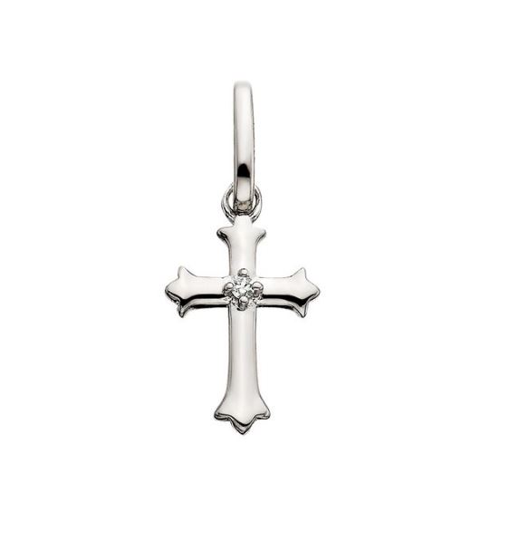 SS .01CT DIAMOND CROSS CHARM