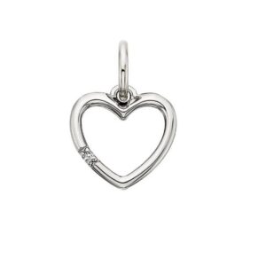 SS WHITE TOPAZ OPEN HEART CHARM