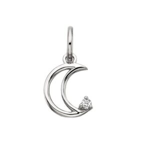 SS WHITE TOPAZ CRESCENT MOON CHARM