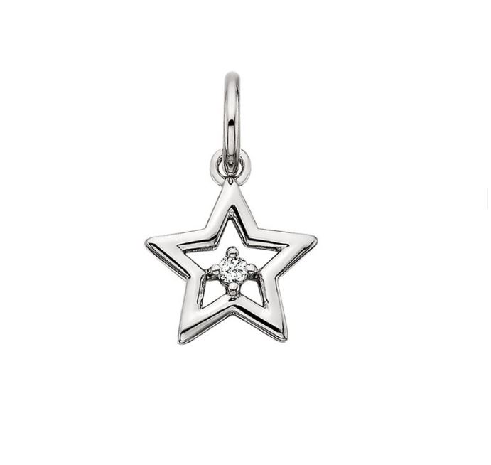 SS WHITE TOPAZ STAR CHARM