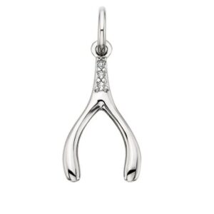 SS WHITE TOPAZ WISHBONE CHARM