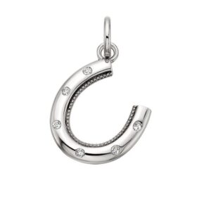 SS WHITE TOPAZ HORSESHOE CHARM