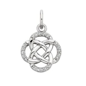 SS WHITE TOPAZ CELTIC KNOT CHARM