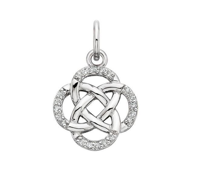 SS WHITE TOPAZ CELTIC KNOT CHARM