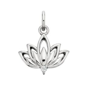 SS WHITE TOPAZ LOTUS CHARM