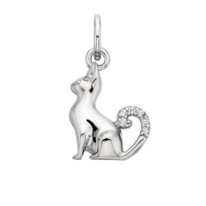 SS WHITE TOPAZ CAT CHARM