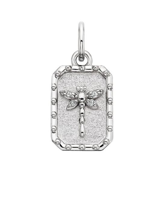 SS WHITE TOPAZ DRAGONFLY CHARM