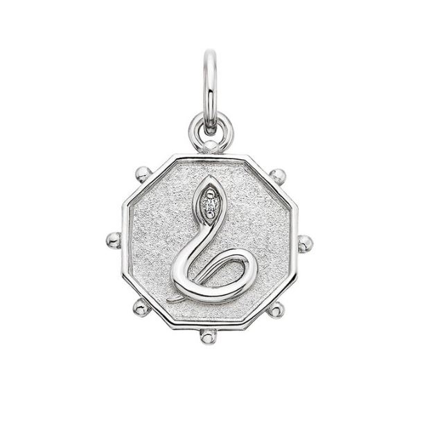 SS WHITE TOPAZ SNAKE CHARM
