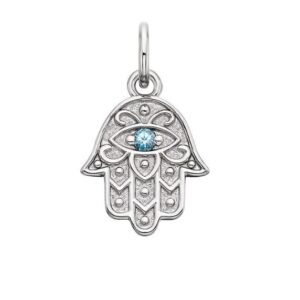 SS BLUE TOPAZ HAMSA CHARM