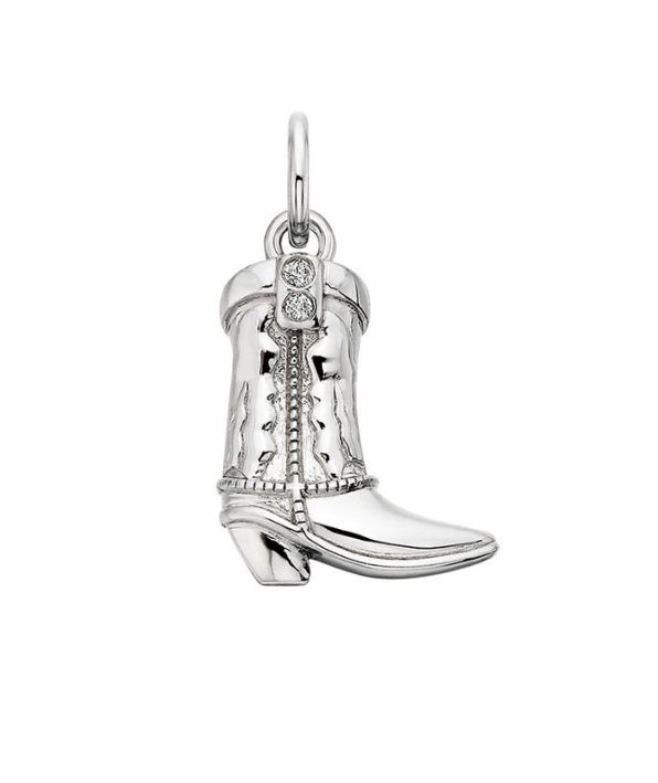 SS WHITE TOPAZ COWBOY BOOT CHARM
