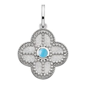SS QUATREFOIL TURQUOISE CHARM