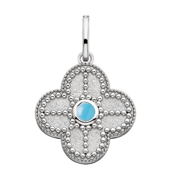 SS QUATREFOIL TURQUOISE CHARM