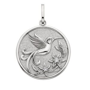 SS WHITE TOPAZ HUMMINGBIRD CHARM