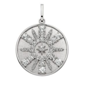 SS WHITE TOPAZ STARBURST CHARM