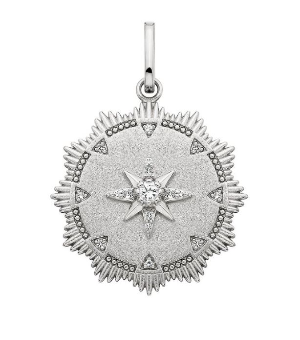 SS WHITE TOPAZ DREAM STARBURST CHARM