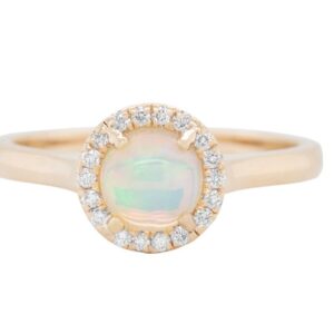 14K Y ETHIOPIAN OPAL .11 CTTW DIAMOND HALO RING