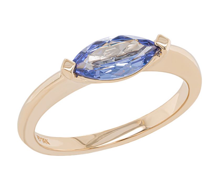 14K Y .85 CT MARQUISE TANZANITE EAST-WEST RING