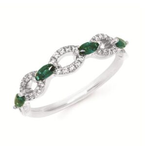 14K WHITE GOLD .36 CTTW EMERALD .12 CTTW DIAMOND RING