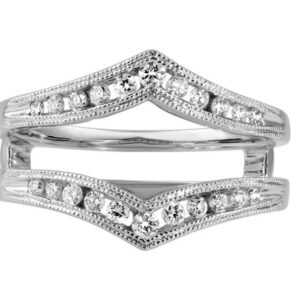 14K W .33 CTTW DIAMOND CHEVRON RING JACKET