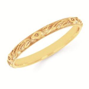 14K Y FLORAL DESIGN ENGRAVED BAND